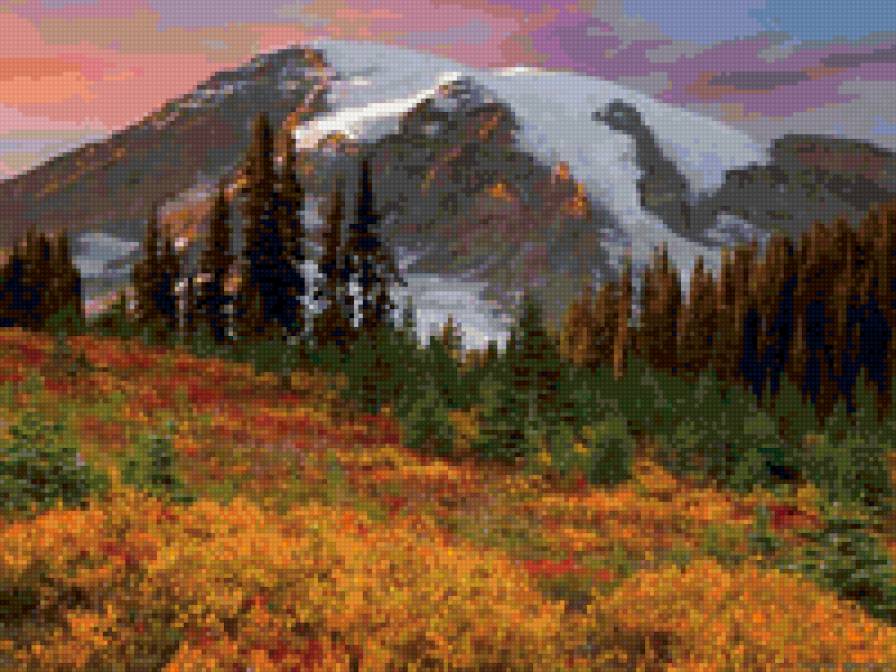 осень в горах - река, закат, лес, горы, облака, осень, пейзаж - предпросмотр