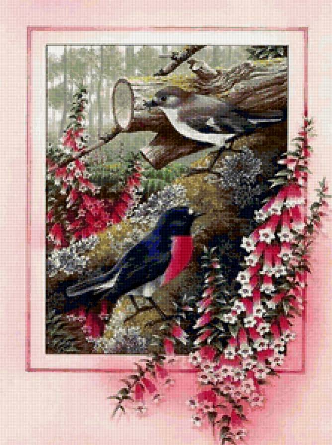 Две птички - семья, живопись, восток, птица - предпросмотр