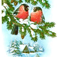 Схема вышивки «снегири»