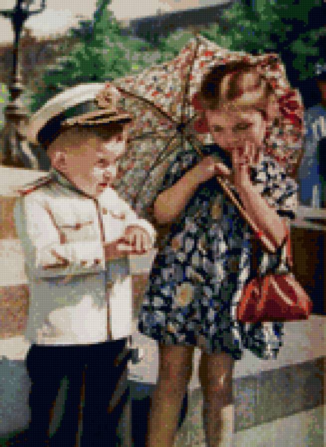 55555555555555 - открытка, девочка, ретро, мальчик - предпросмотр