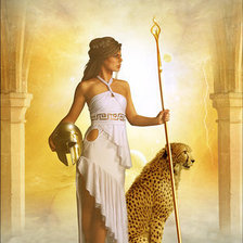 Схема вышивки «девушка и хищник»