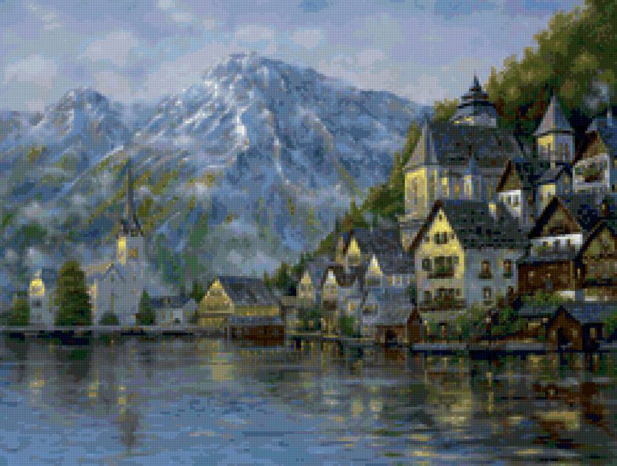 В горах - набережная, горы, город - предпросмотр