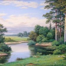 Схема вышивки «Пейзаж, лес»