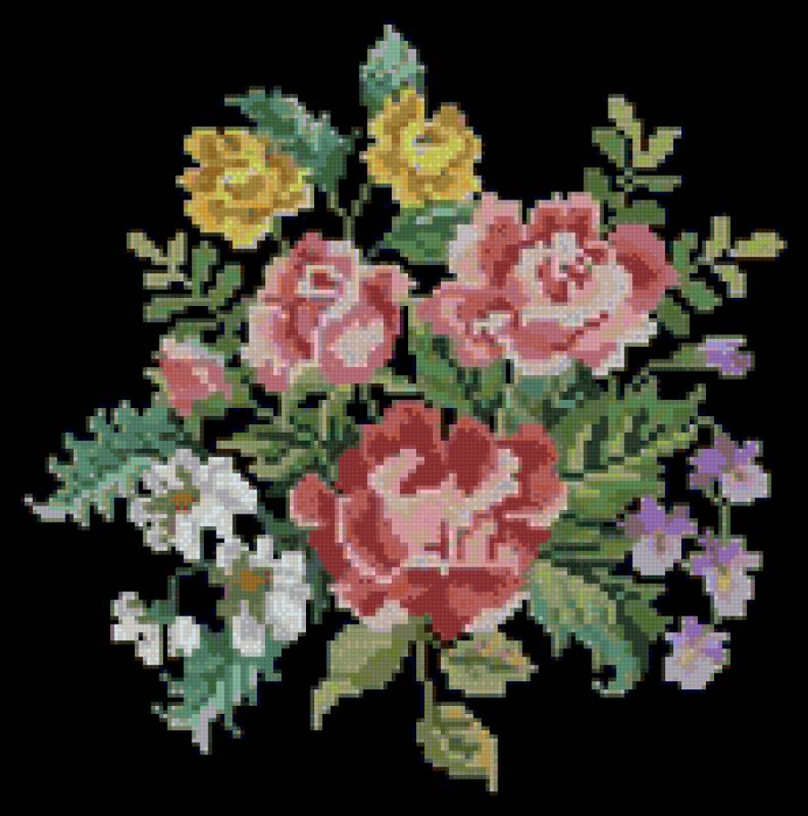 Букет на чёрном фоне - цветы, букет - предпросмотр