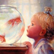 Схема вышивки «Малышка и золотые рыбки»