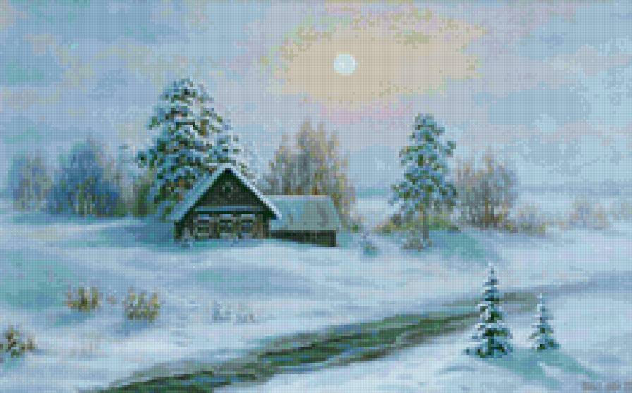 зима - зима.деревня, домик - предпросмотр