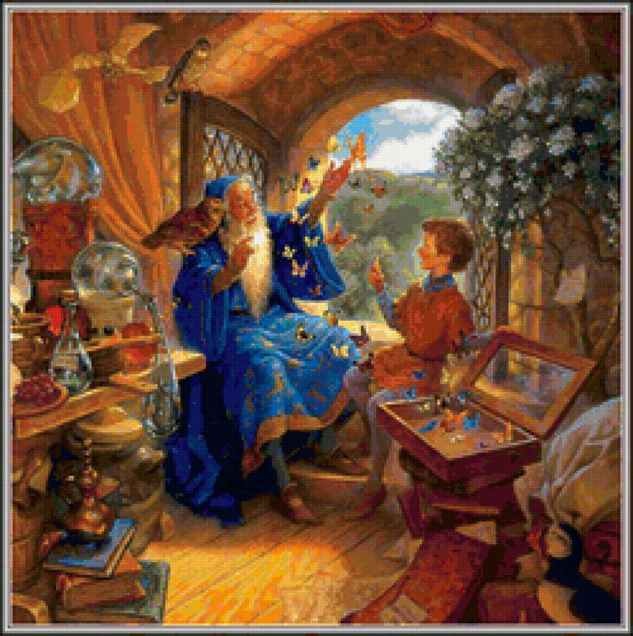 В гостях у волшебника - сказка, волшебник, дети, живопись - предпросмотр