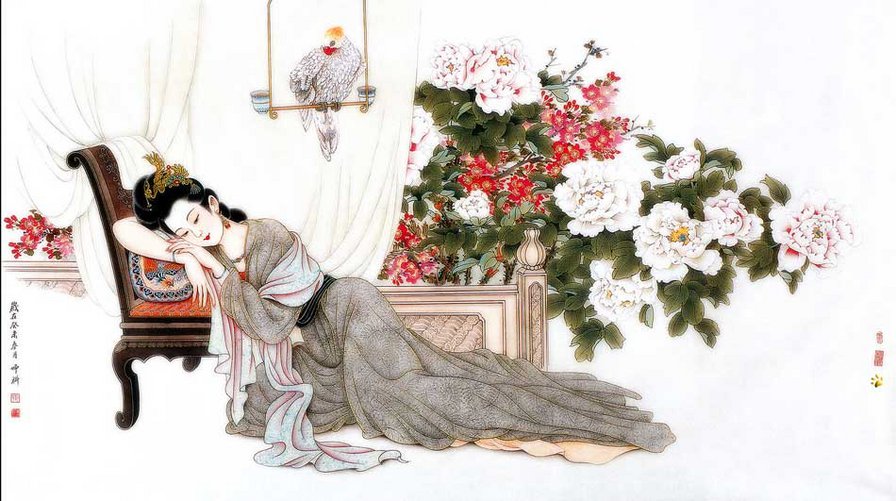 Сон - девушка, азия - оригинал