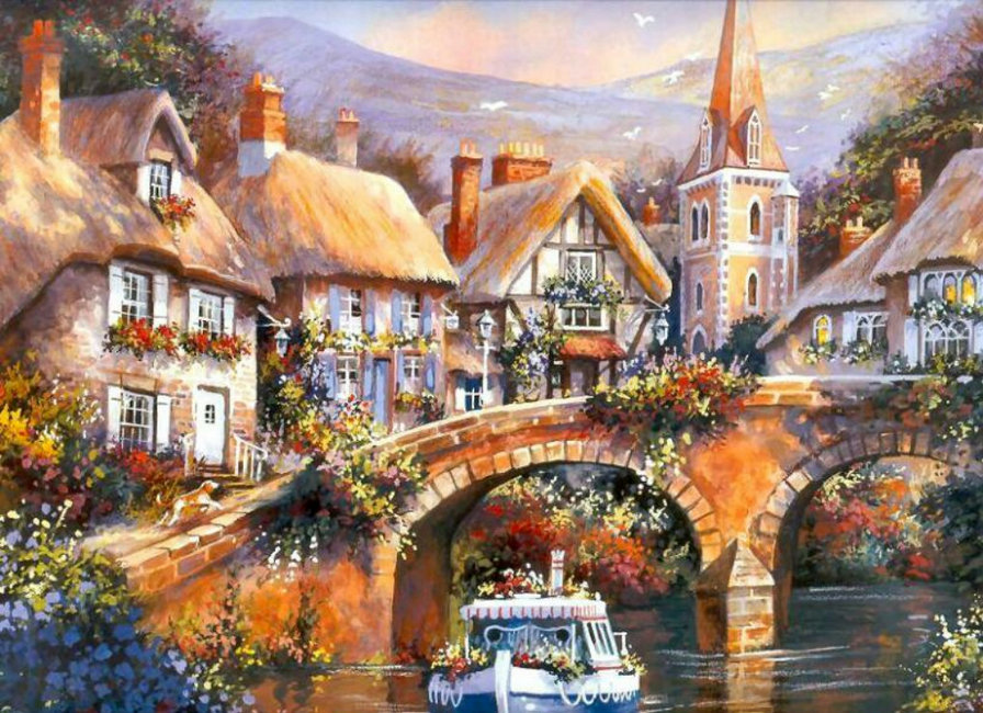 Сказочные домики - живопись, домики - оригинал