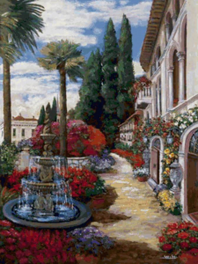 Краски южного лета - живопись, южный пейзаж - предпросмотр