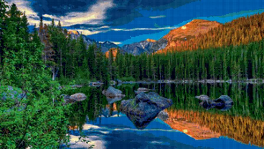 лесное озеро - озеро, лес, вода, пейзаж - предпросмотр