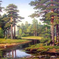 Схема вышивки «Пейзаж лес»