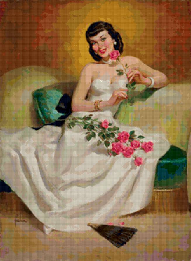 Серия "В американском стиле" - розы, девушка, цветы - предпросмотр