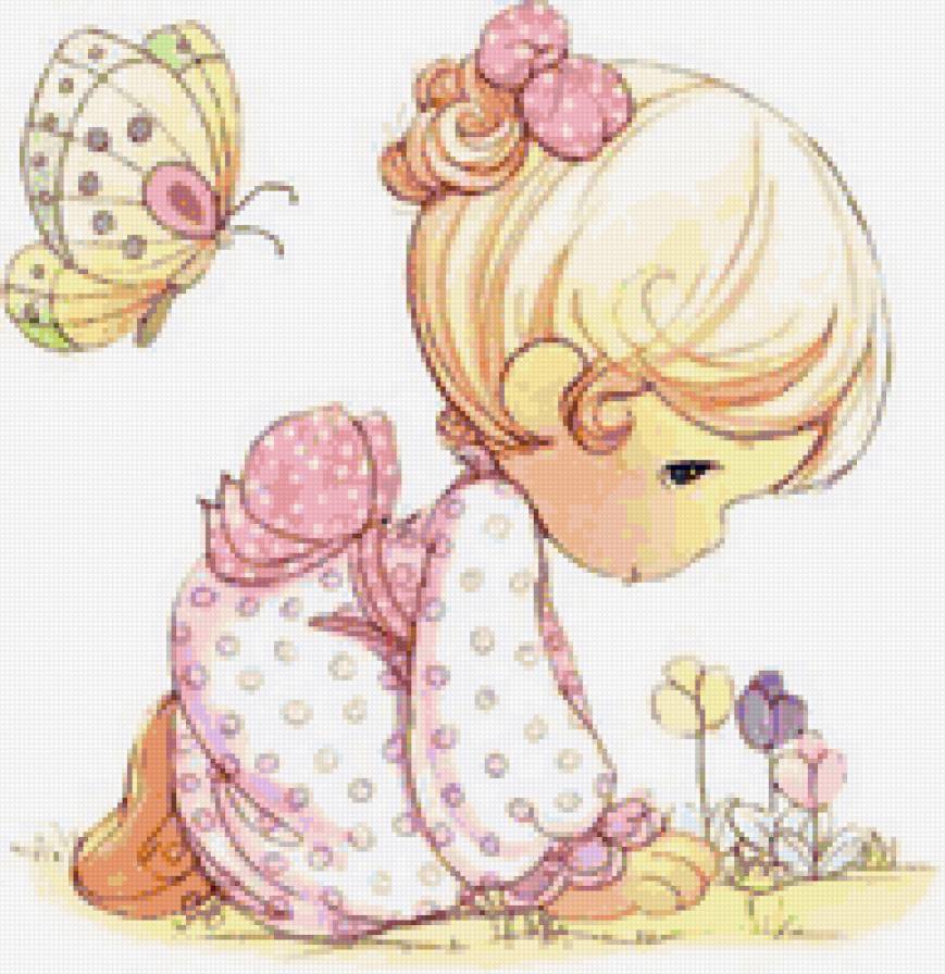 детский рисунок - бабочка, девочка - предпросмотр