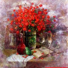 Схема вышивки «цветы в вазе»