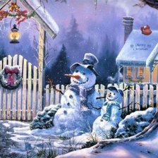 Схема вышивки «Радостные снеговики»