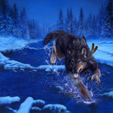 Схема вышивки «волк»