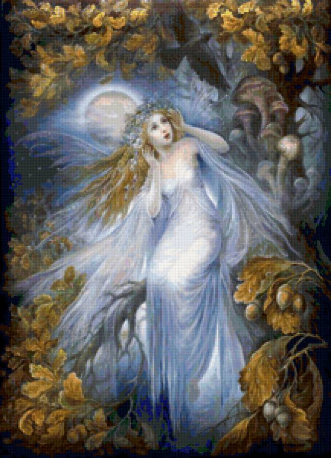 Серия "Ангелы" - девушка, луна, пейзаж. осень, ангелы - предпросмотр