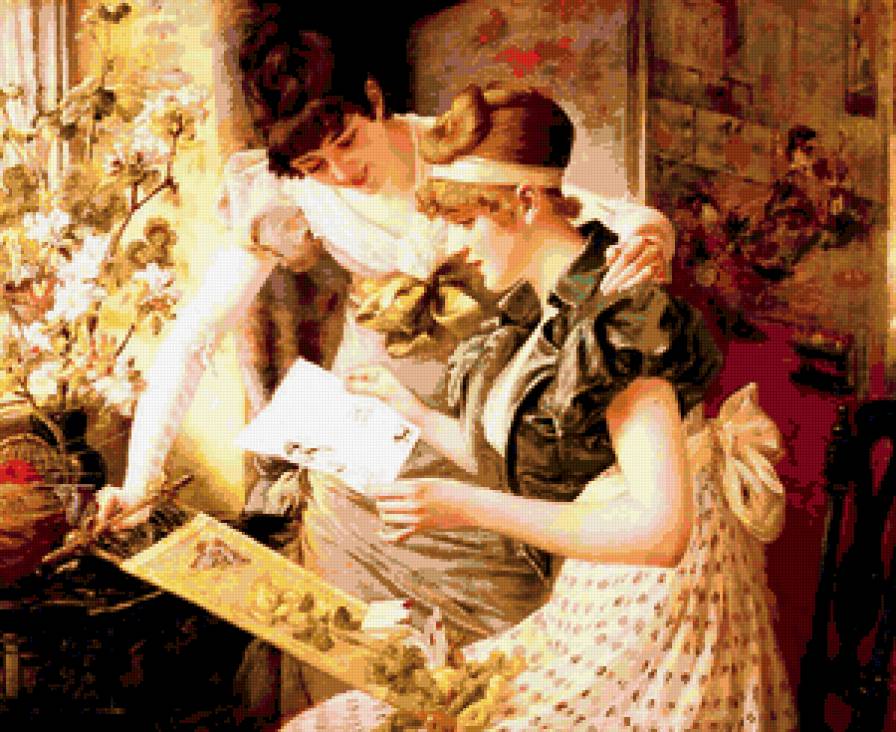 Рукодельницы - живопись, картина - предпросмотр