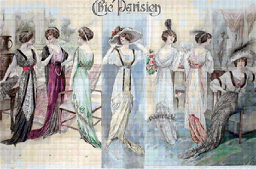 Дамы - девушка, ретро, модерн, дама, мода - предпросмотр