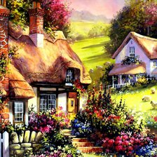 Схема вышивки «Сказочные домики»