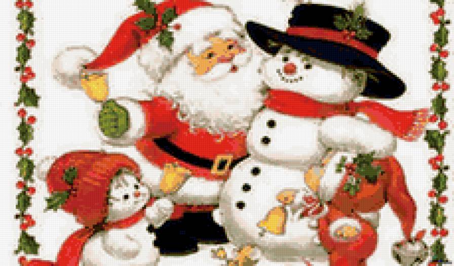 Новый год - дед мороз, праздник, новый год, снеговик - предпросмотр