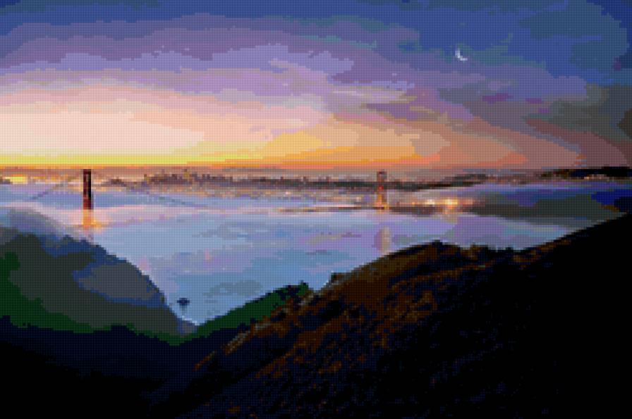 Мост на рссвете - рассвет, пейзаж, мост, крастота - предпросмотр