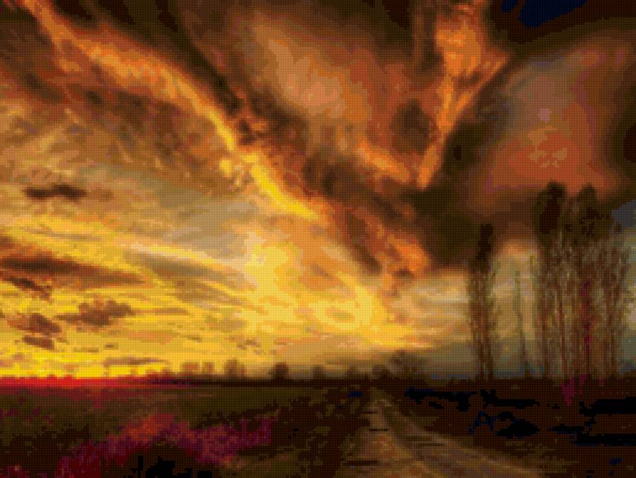 Рассвет - рассвет, дорога, природа, пейзаж, красота - предпросмотр