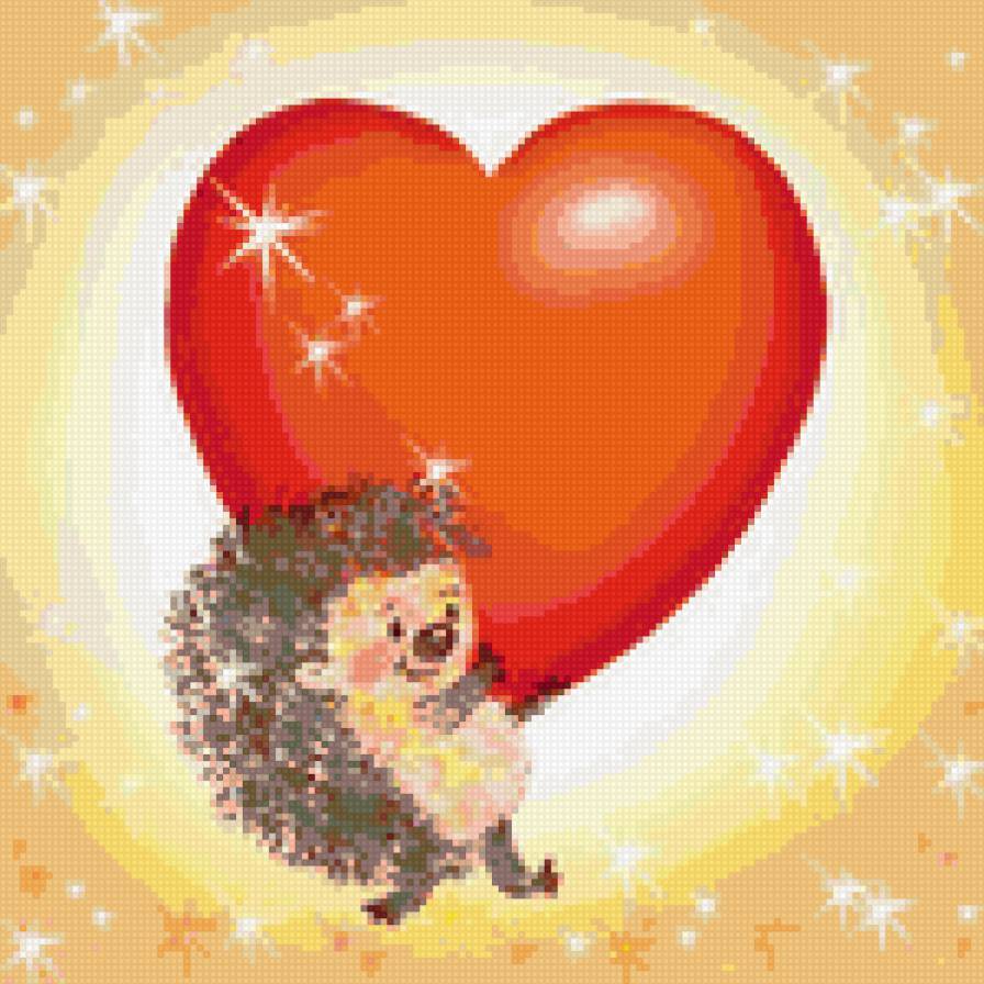 Ежик - ежик, открытка, животные, сердце - предпросмотр