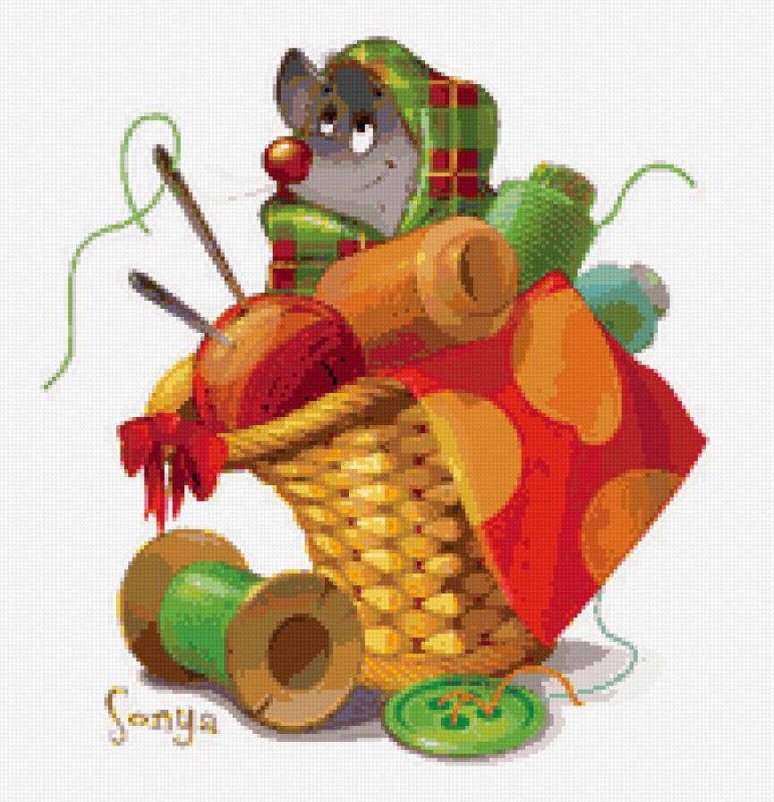 Мышка рукодельница - мышка, детское - предпросмотр