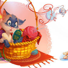 Схема вышивки «Кошка с мышками»