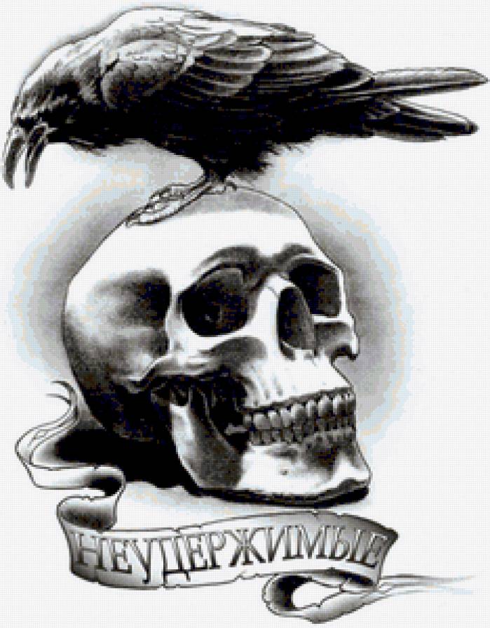 Неудержимые - готика, ворон, череп - предпросмотр