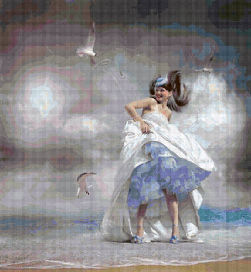 Девушка - девушка, чайки, счастье, море - предпросмотр