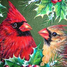 Схема вышивки «Кардиналы»