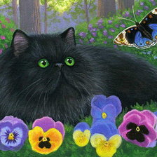 Схема вышивки «Кот и бабочка»