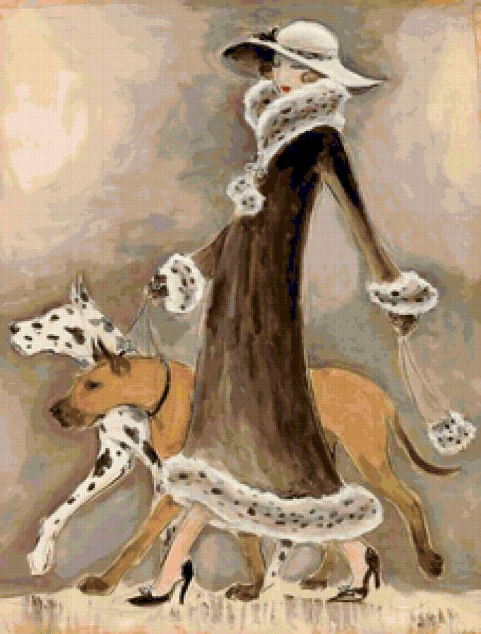 Дамочка с догами - дама, девушка - предпросмотр