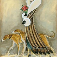 Схема вышивки «Дамочка с борзыми»