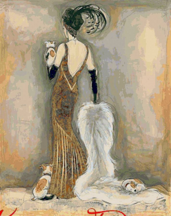 Собачки с дамочкой - девушка, дама - предпросмотр