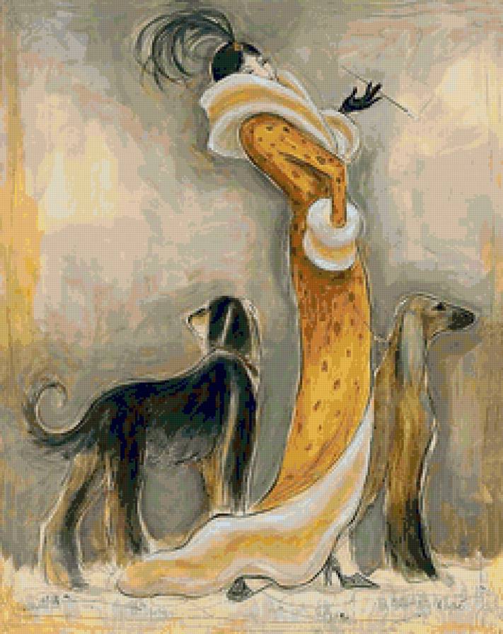 Дама с  афганами - девушка, дама - предпросмотр