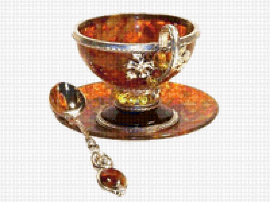 янтарь - камень, натюрморт, чашка, украшение - предпросмотр