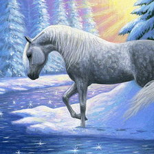 Схема вышивки «Лошадка и лебедь»