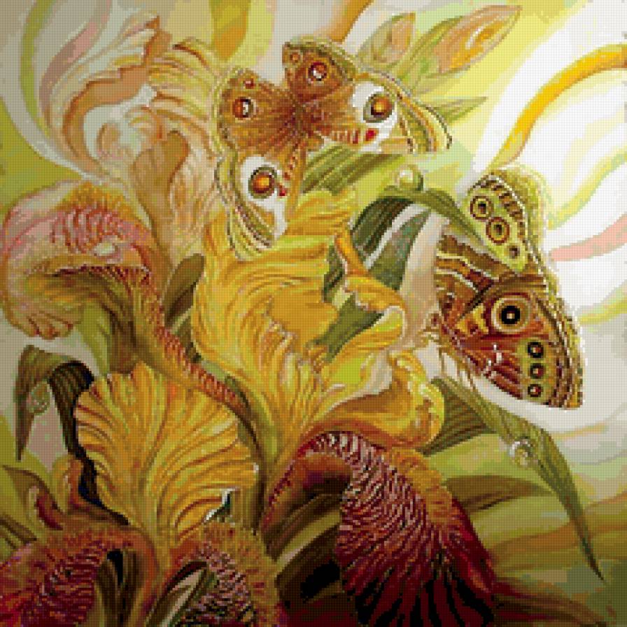 ирисы - ирисы, панно, цветы - предпросмотр