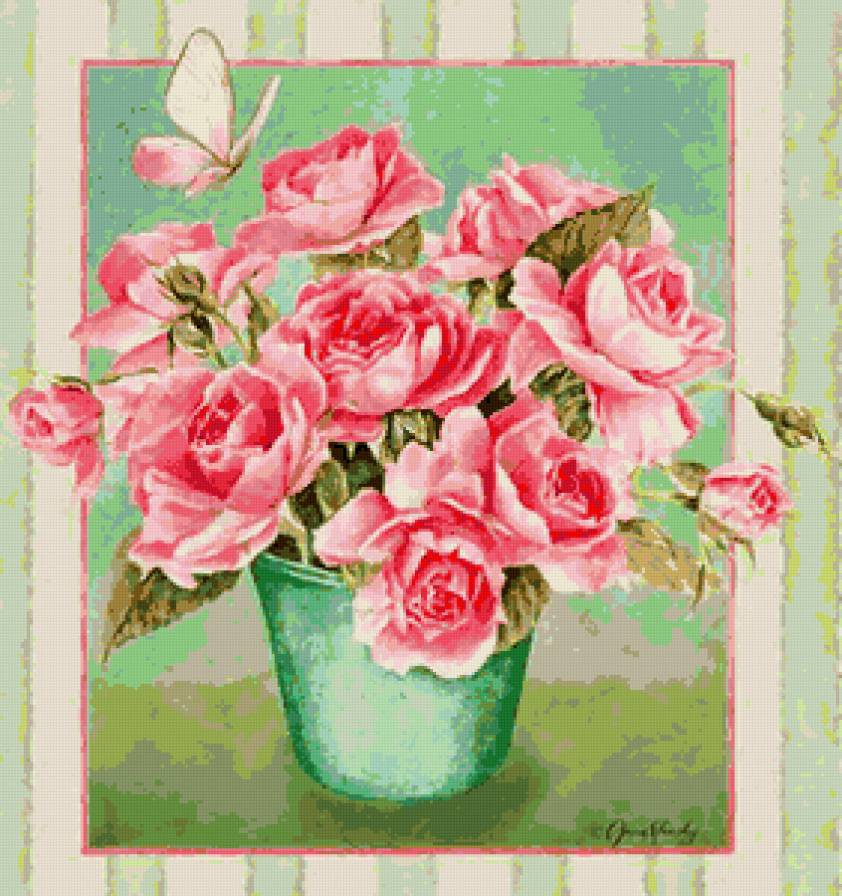 розы - цветы, розочки, розы, букет, лепестки, душистые розы, бабочка - предпросмотр