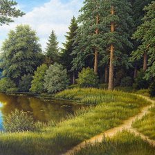 Схема вышивки «Пейзаж, лес»