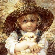 Схема вышивки «ребёнок с кроликом»