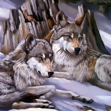 Схема вышивки «волки пара»