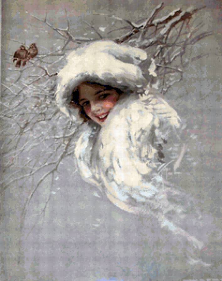 Серия Харрисон Фишер - девушка, зима, снег - предпросмотр