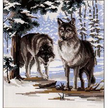 пара волковзимний  лес