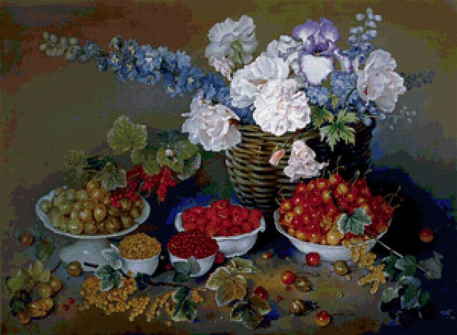 SMALL FRUITS OF SUMMER Oil on canvas - цветы, натюрморт, small fruits of summer, фрукты, oil on canvas - предпросмотр