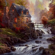 Схема вышивки «Tomas Kinkade - Старая мельница»